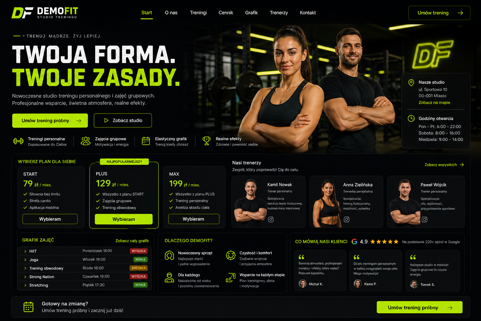 DemoFit - podgląd strony